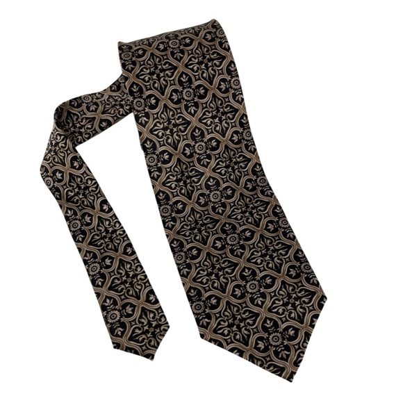 Gianfranco Ferre gold & black 100% silk tie - Picture 1 of 5